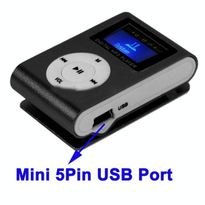 Lcd Mp3 Player With Tf / Micro Sd Slot & Metal Clip