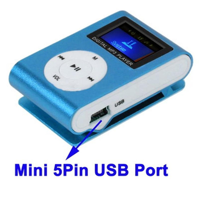 Lcd Mp3 Player With Tf / Micro Sd Slot & Metal Clip