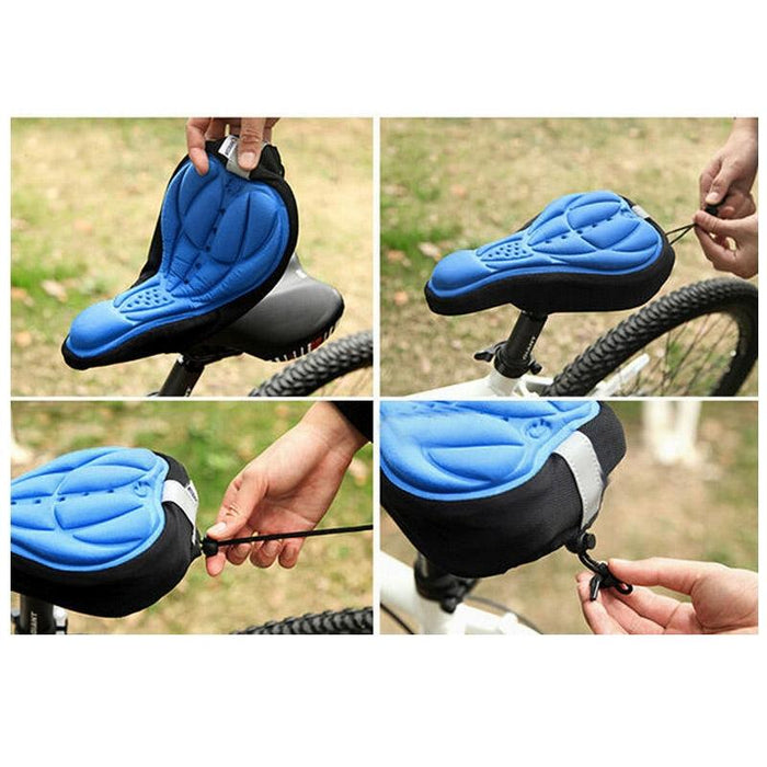 3D Gel Pad Bike Seat Cover Soft Cushion For All Bikes Blue