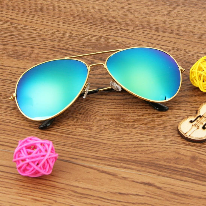 Metal Frame Uv400 Frog Mirror Sunglasses Ac Lens Protection