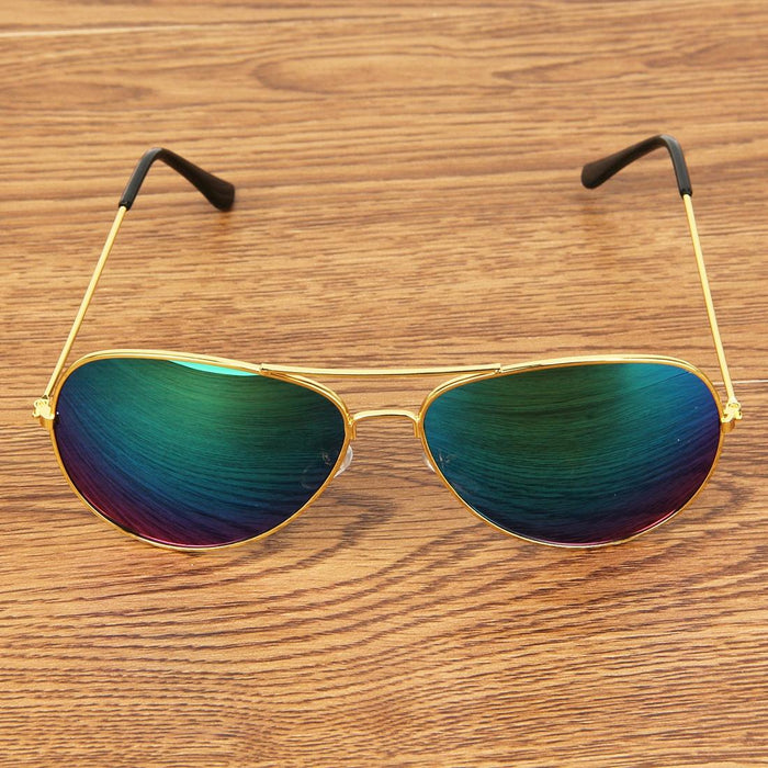 Metal Frame Uv400 Frog Mirror Sunglasses Ac Lens Protection