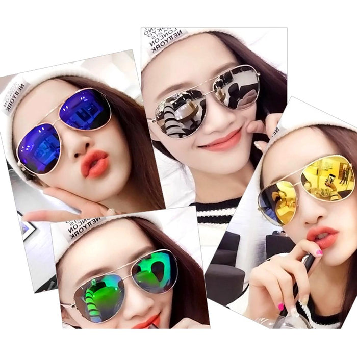 Metal Frame Uv400 Frog Mirror Sunglasses Ac Lens Protection