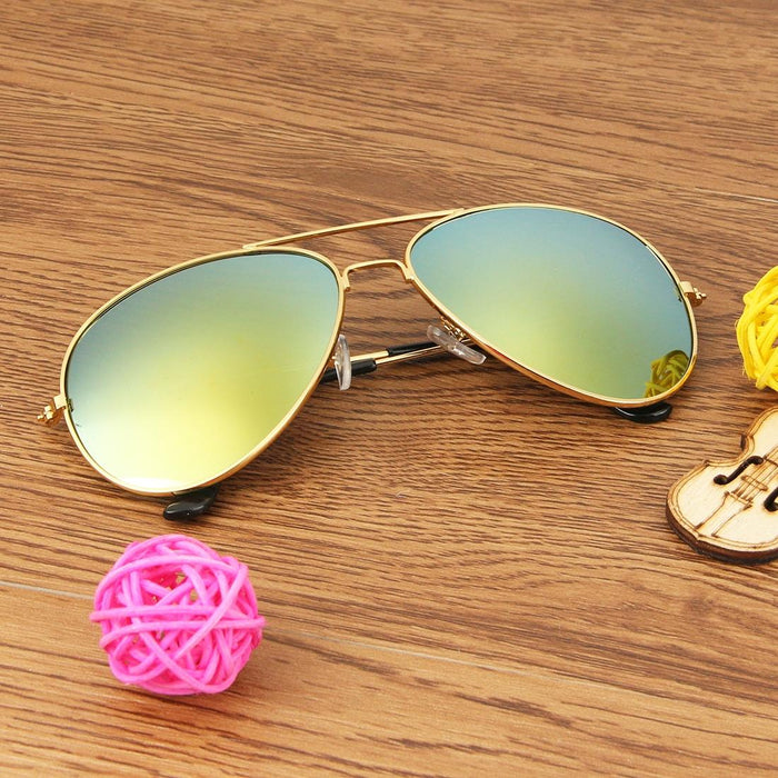 Metal Frame Uv400 Frog Mirror Sunglasses Ac Lens Protection