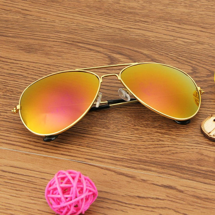 Metal Frame Uv400 Frog Mirror Sunglasses Ac Lens Protection