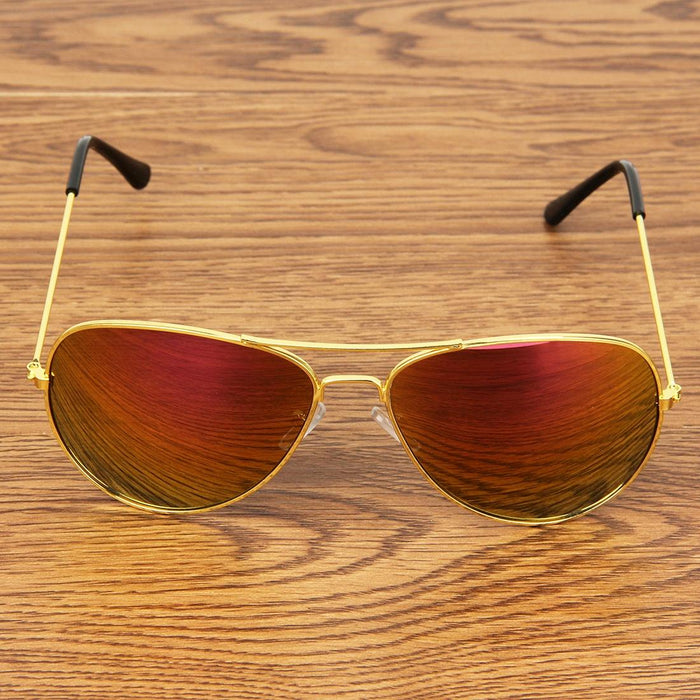 Metal Frame Uv400 Frog Mirror Sunglasses Ac Lens Protection