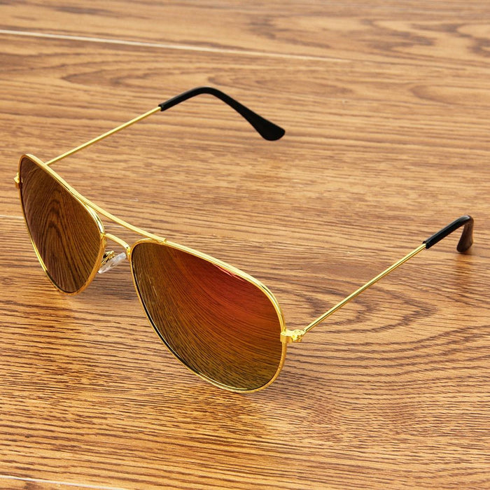 Metal Frame Uv400 Frog Mirror Sunglasses Ac Lens Protection