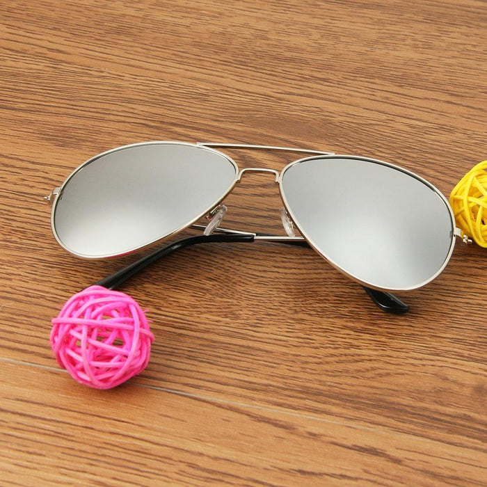 Metal Frame Uv400 Frog Mirror Sunglasses Ac Lens Protection