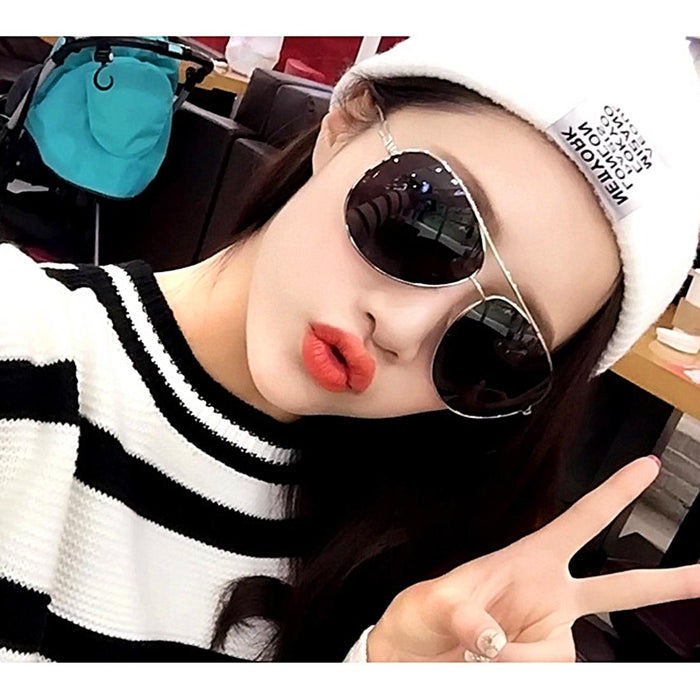 Metal Frame Uv400 Frog Mirror Sunglasses Ac Lens Protection