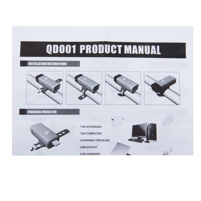 180 Lumens Usb Rechargeable Led Bike Light Black