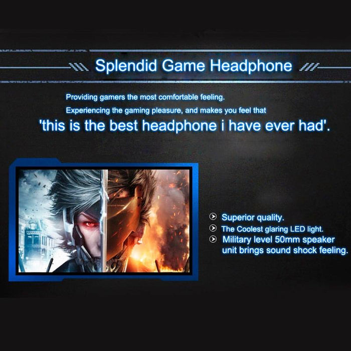 Over-Ear Gaming Headset With Mic & Led Light 2.2M Cable