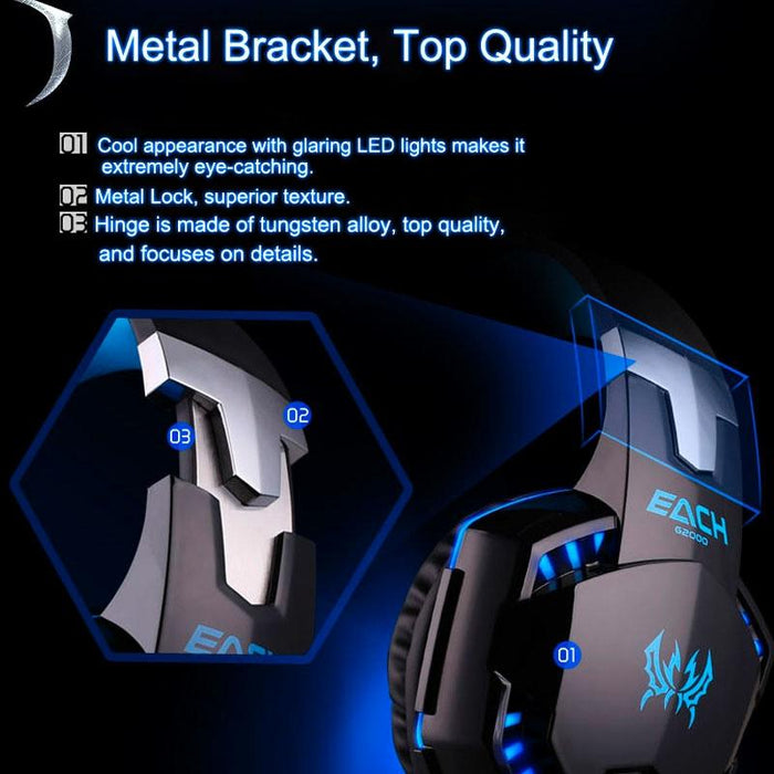 Over-Ear Gaming Headset With Mic & Led Light 2.2M Cable