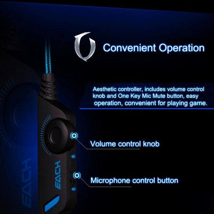 Over-Ear Gaming Headset With Mic & Led Light 2.2M Cable