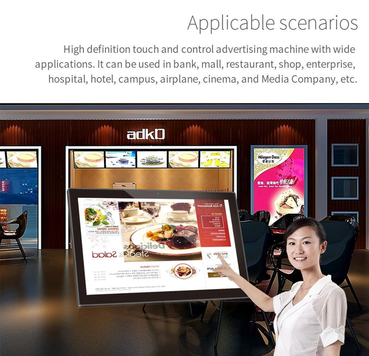 Touch Screen All In One Pc With Holder 2Gb+16Gb 14 Inch Ips Android 11 Rk3568 Quad-Core Support Bluetooth Wifi Sd Card Usb Otg Black