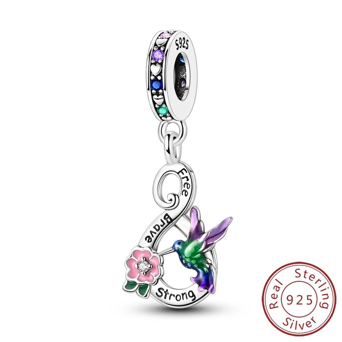 925 Sterling Silver Hummingbird Pendant Charm For Women Diy Gift