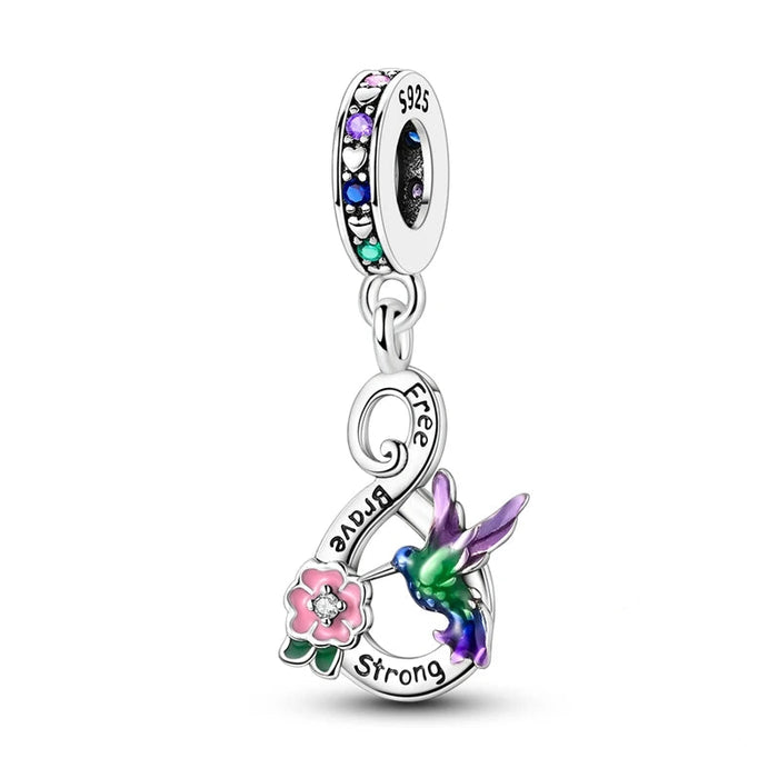 925 Sterling Silver Hummingbird Pendant Charm For Women Diy Gift
