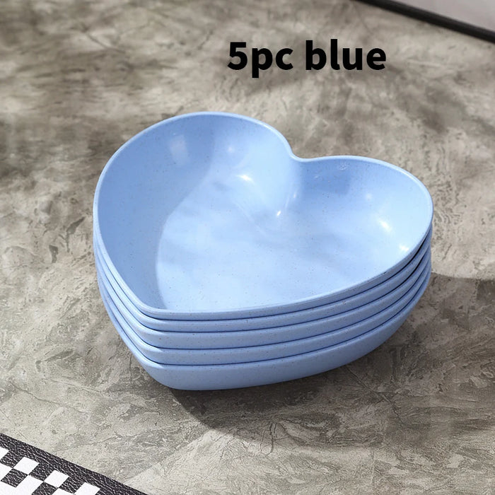 5 Pack Love Bone Plates Reusable For Kitchen Picnic Camping Pp Material Dessert Pastry Snacks