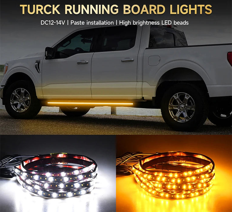 1.2 / 1.5 / 1.8M Led Drl Side Step Strip Bar Truck Running Board Lights Amber Signal Kit