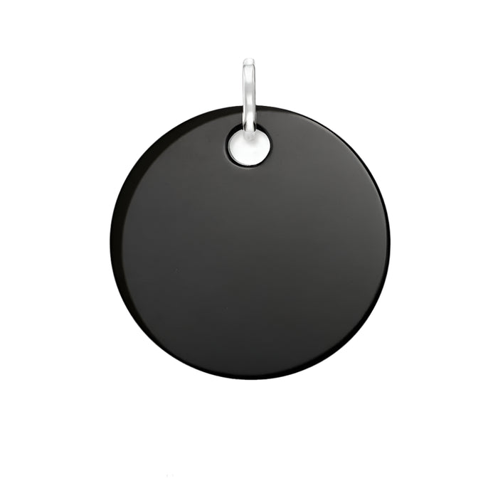 925 Sterling Silver Round Black Stone Pendant Winter Jewelry Gift For Women