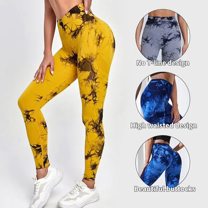 Seamless High Waist Tie Dye Yoga Pants for Women