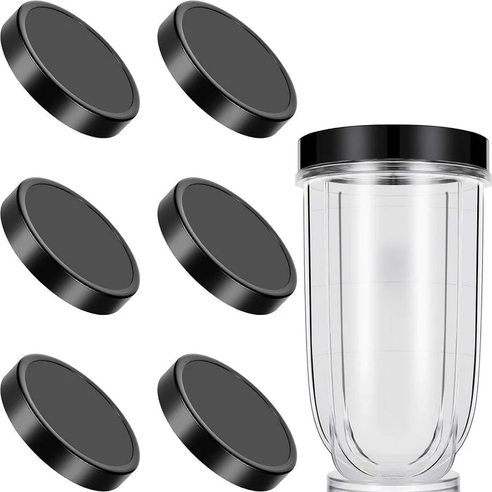 6 Pieces Black Plastic Cup Stay Fresh Lid Compatible With Magic Bullet 250W Mb1001