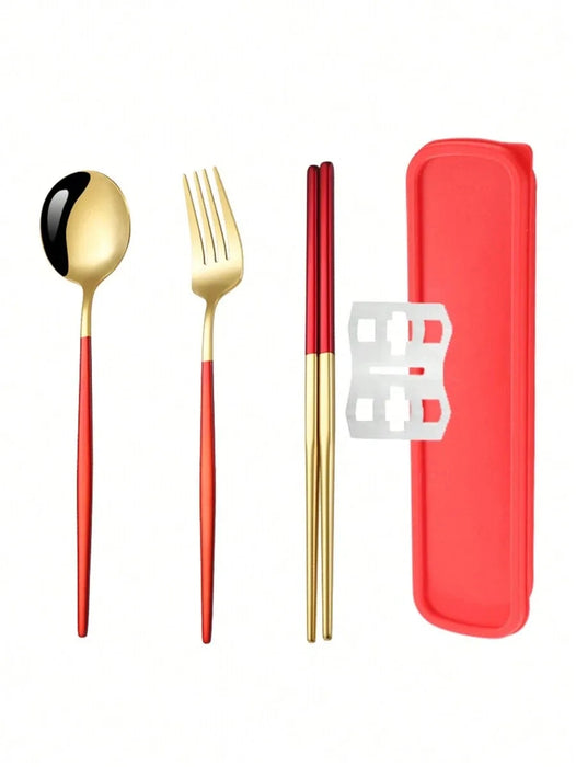 3 Piece Stainless Steel Cutlery Set With Storage Box Perfect For School Or Picnics