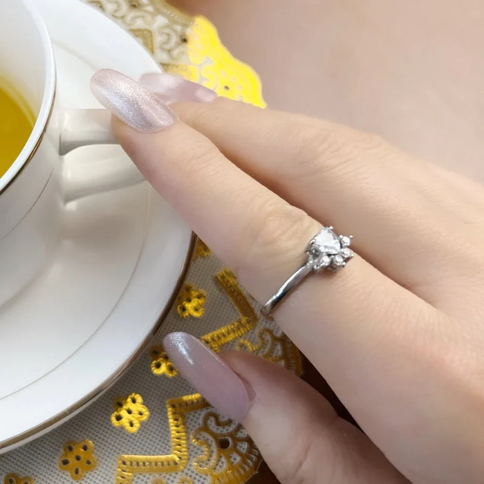 925 Sterling Silver Delicate Cat Paw Ring Cute For Women European Style Fine Jewelry