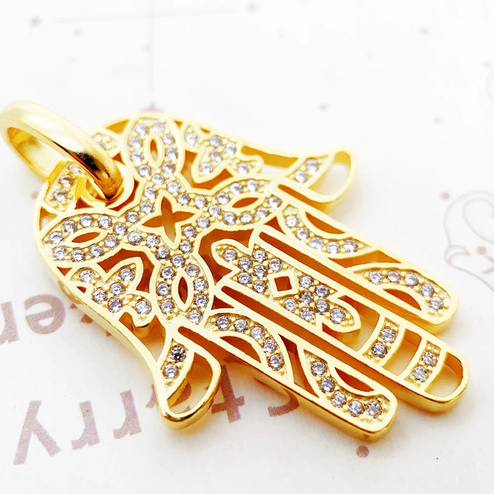 925 Sterling Silver H & Of Fatima Pendant Gold Colour Gift For Women & Men