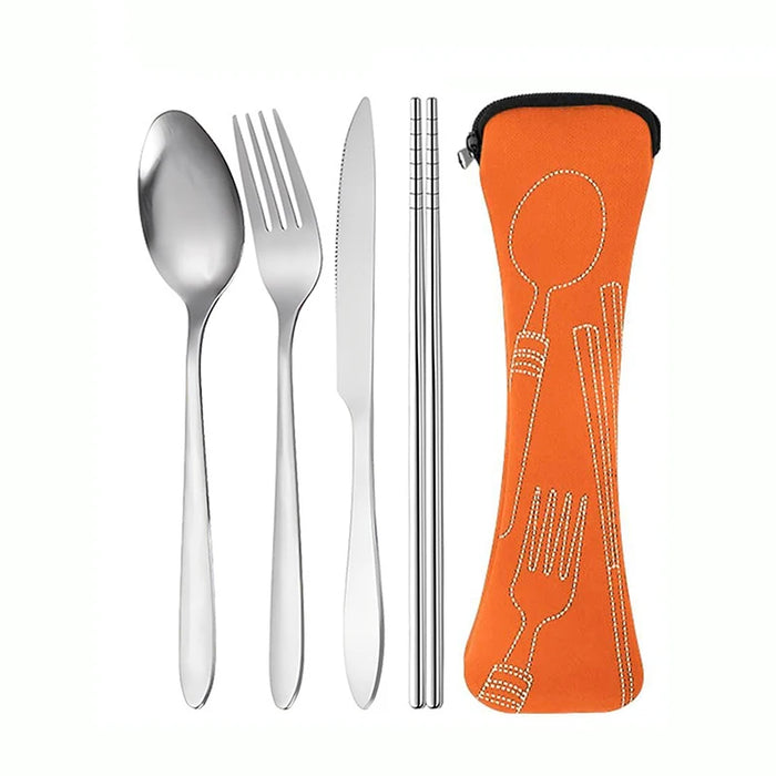 4 Piece Stainless Steel Cutlery Set For School Travel Camping Work