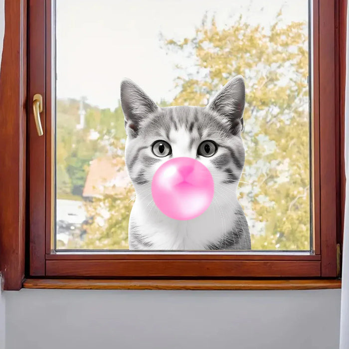 Watercolour Bubble Cat Window Sticker For Kids Room Decor