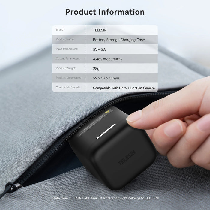 3-Slot Portable Charger For Gopro Hero 13 Batteries