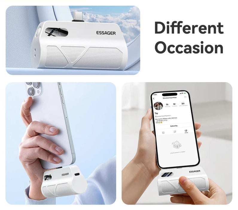 Mini Capsule Power Bank 5000Mah Pd 20W Fast Charging For Iphone 16 15 14 Xiaomi Samsung Portable Mobile External Battery