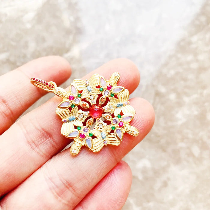 925 Sterling Silver Bohemian Butterfly Kaleidoscope Pendant Gift For Her