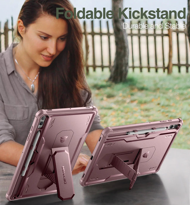 For Samsung Galaxy Tab S10 Plus Built In Screen Protector & Kickstand With Pen Holder Heavy Shockproof Full Body Protective Case