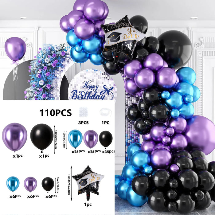 149Pcs Black And Silver Balloon Arch Wreath Set Birthday Shower Graduation Wedding Birthday Party Anniversary Decoration