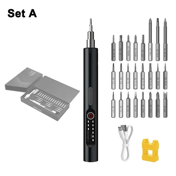 18 / 24 In 1 Electric Screwdriver Kit For Mobile Repair 3 Torque Settings Led Light
