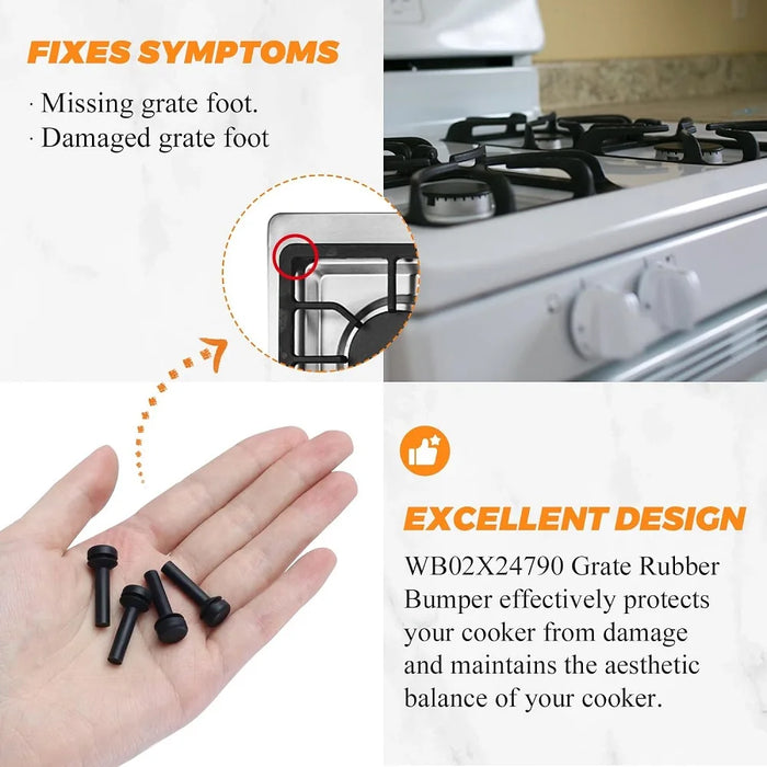 24 Pack Wb02X24790 Grate Rubber Feet For Ge Gas Stove Top Range Grate Foot Pads 4455270 Ap5989801 Ps11729077 Eap11729077