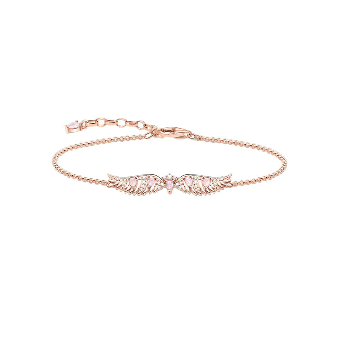 925 Sterling Silver Phoenix Wings Bracelet Rose Gold Plated Mythic For Women