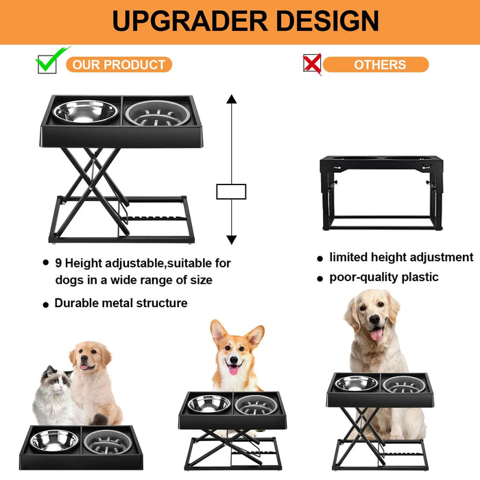 Adjustable Elevated Dog Bowls For Medium / Large Dogs