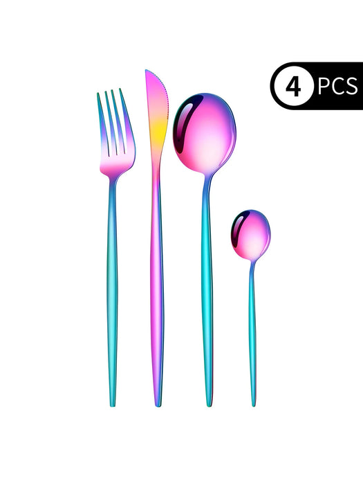 4 Piece Black Gold Stainless Steel Cutlery Set