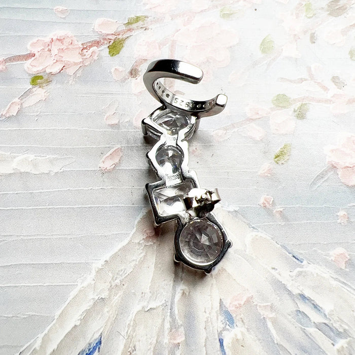 925 Sterling Silver Climber Ear Stud With White Zircon For Women