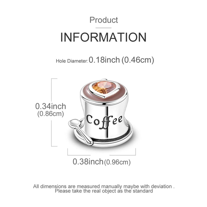 925 Sterling Silver Coffee Skewers Pendant For Women Diy Gift