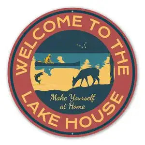 Welcome To Lake Lovers Sign Metal Decor