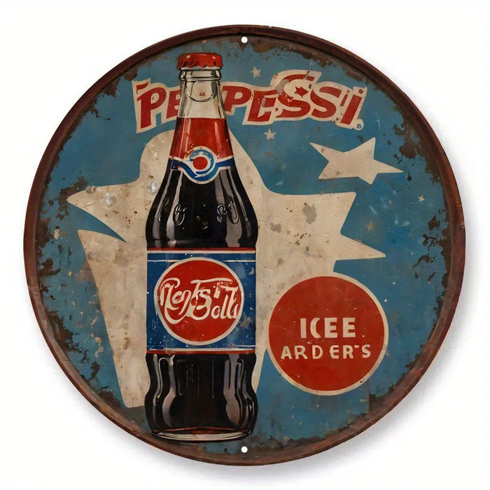 Retro Pepsi Metal Sign Colorful Cartoon Style