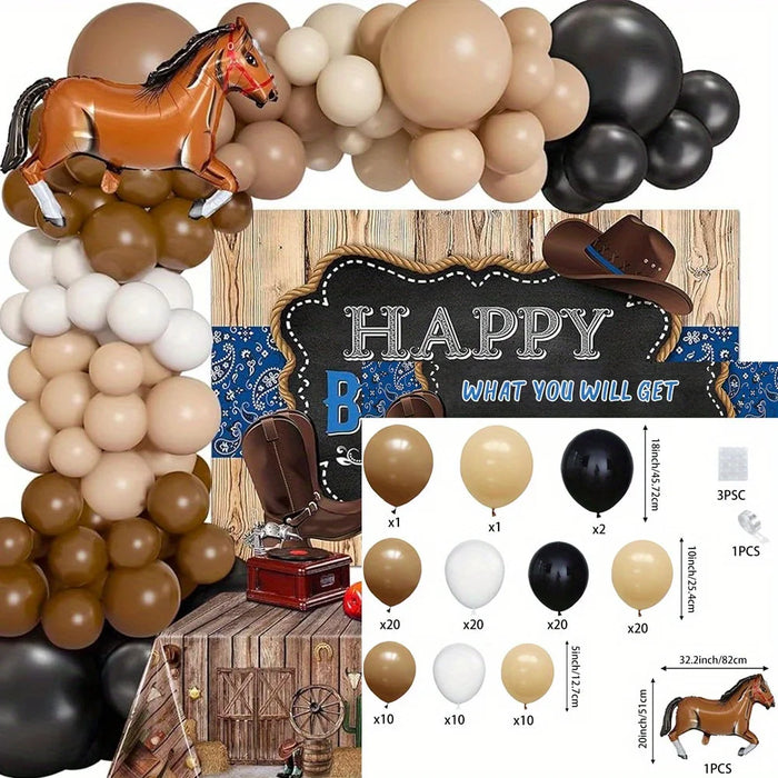 119Pcs Racetrack Theme Balloon Arch Set - Suitable For Western Cowboy Birthday Party Parties Themed Events And Other Decoration