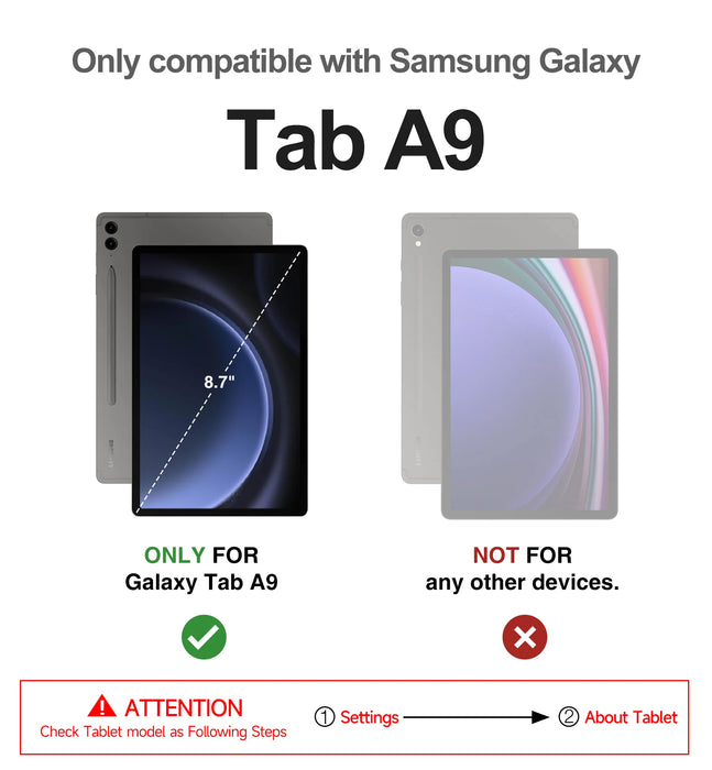 For Samsung Galaxy Tab A9 8.7 Inch Built In Screen Protector & Kickstand Heavy Shockproof Full Body Protective Case