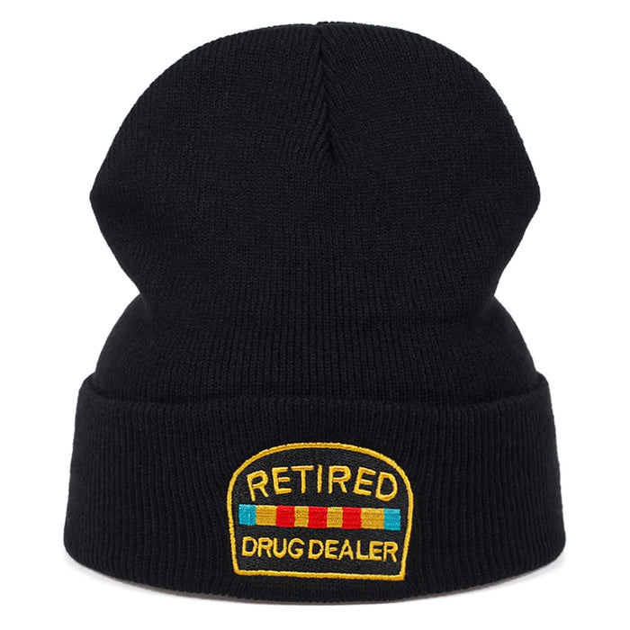 Retired Drug Dealer Embroidery Beanie Unisex Winter Hip Hop Cap