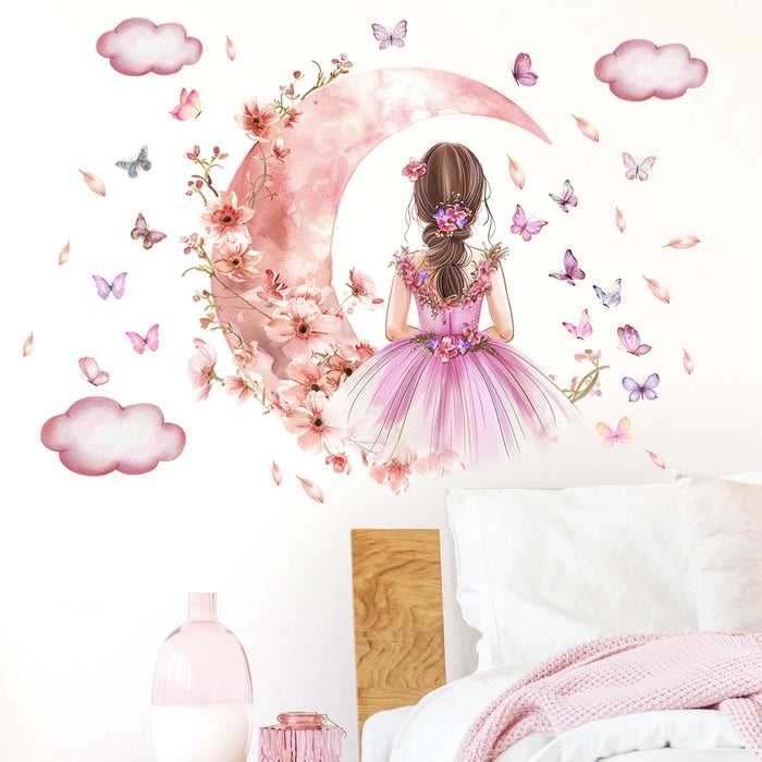 2 Piece Cloud Moon Wall Stickers For Kids Room Decor