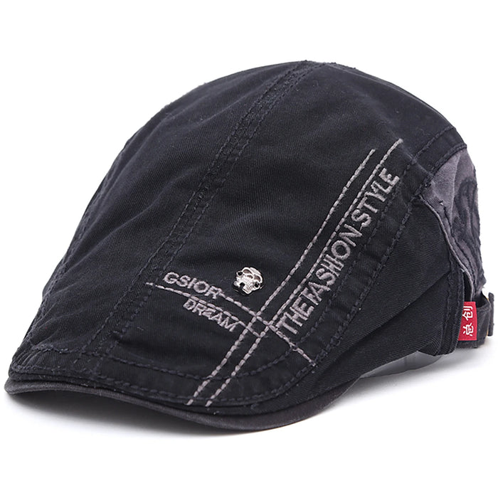 Men Skull Strip Newsboy Cap Adjustable Hip Hop Beret For Spring / Autumn