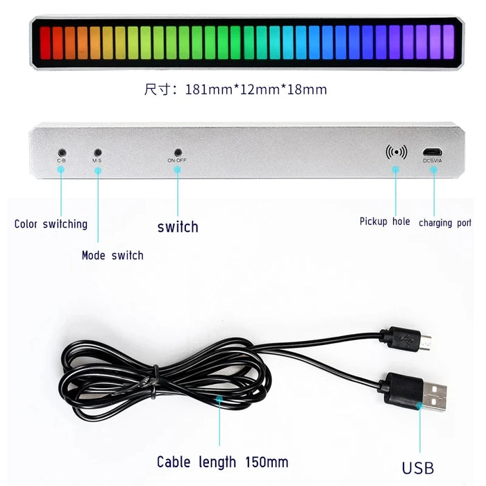 Rgb Sound Control Car Led Strip Music Rhythm Ambient Light