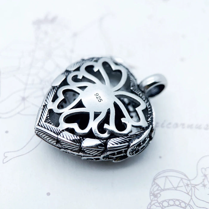 925 Sterling Silver Romantic Black Winged Heart Pendant Crystal Jewelry For Women